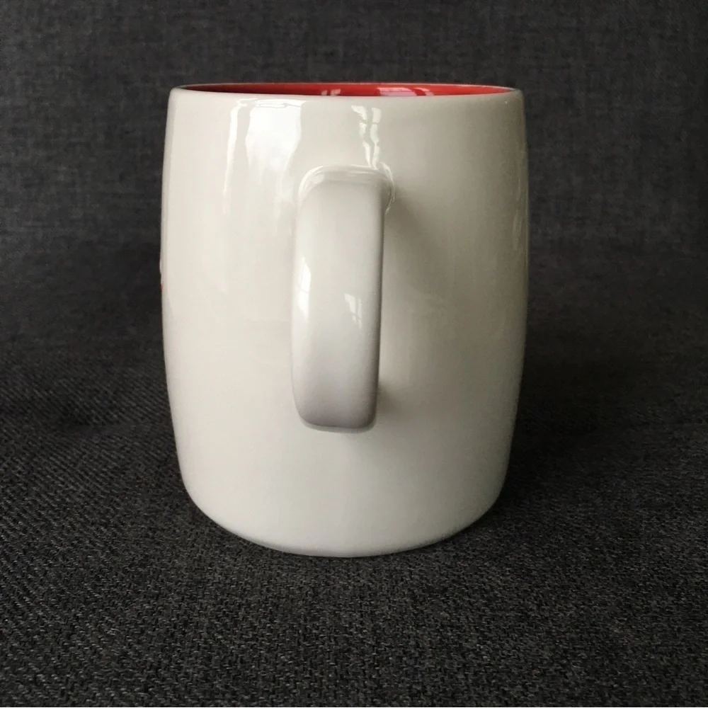 Holiday “jolly” Coffee Mug, Red, Cream, 15 oz